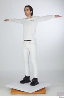 Chadwick black sneakers casual dressed standing t-pose white jeans white…